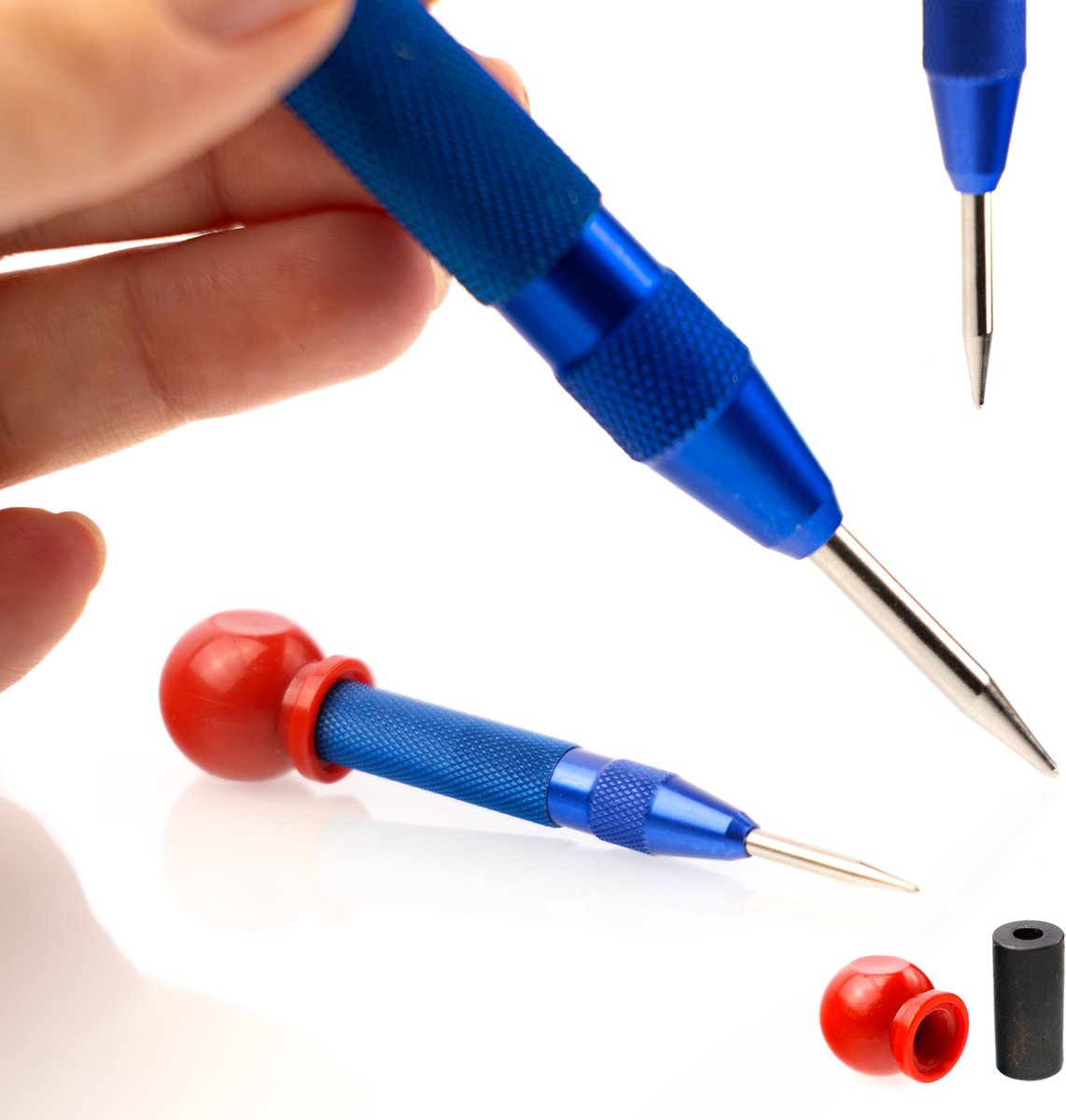 Rosfix Automatische Pons Puntstempel - Verstelbare Kracht en Diepte - Geharde Stalen Punt 2,6x3,9mm