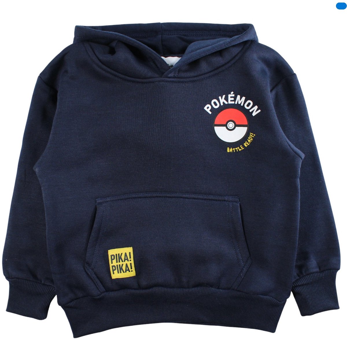 Pokémon Hoodie/Trui Navy - Pikachu Print - Warm & Zacht - Maat 104 - 100% Polyester