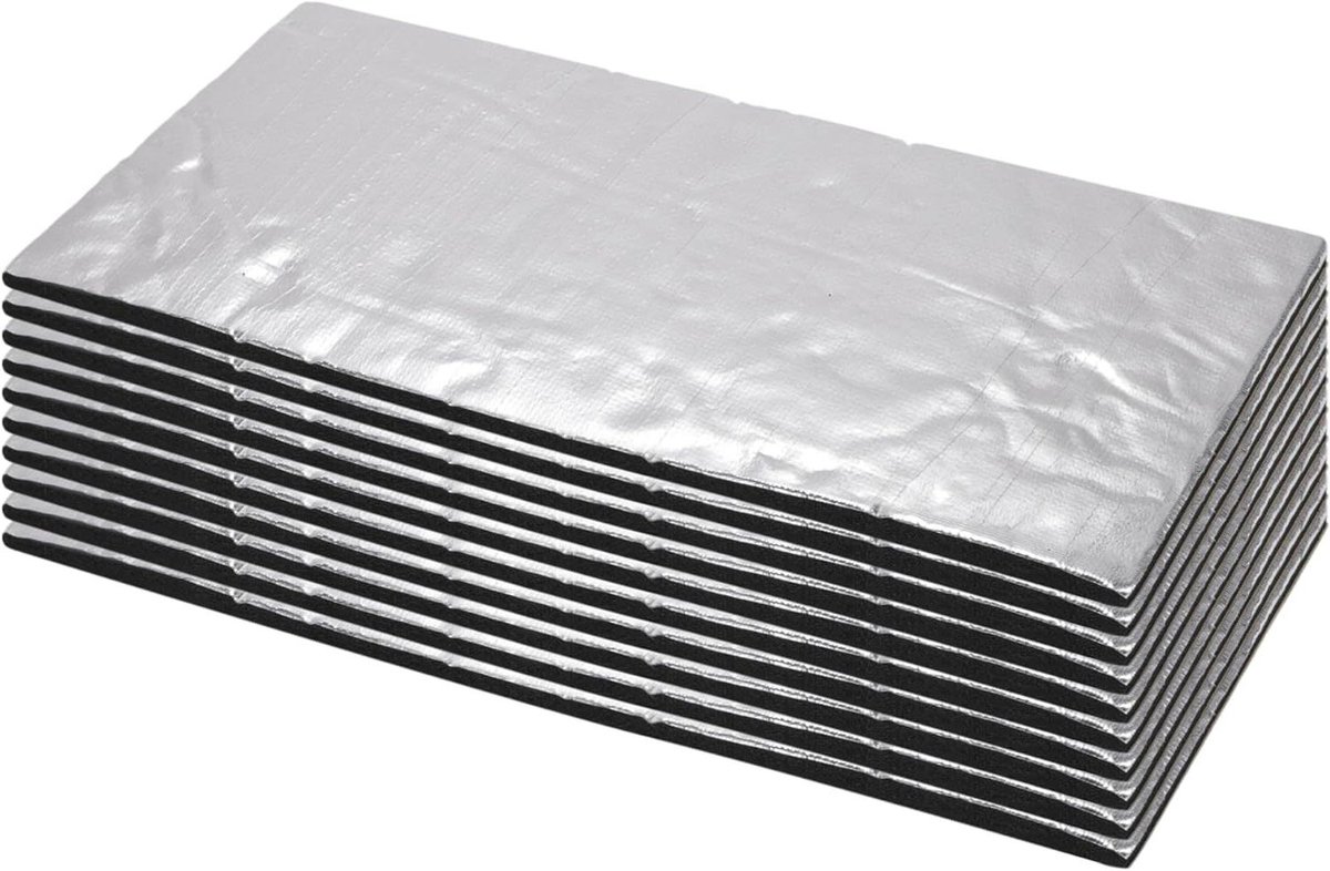 Geluidsisolatie Matten - Geluidsdemping Hittebescherming - Auto Geluidsisolatie - Zelfklevend Glasvezel Schuim - 10 stuks 40x20cm - Zilverkleurig