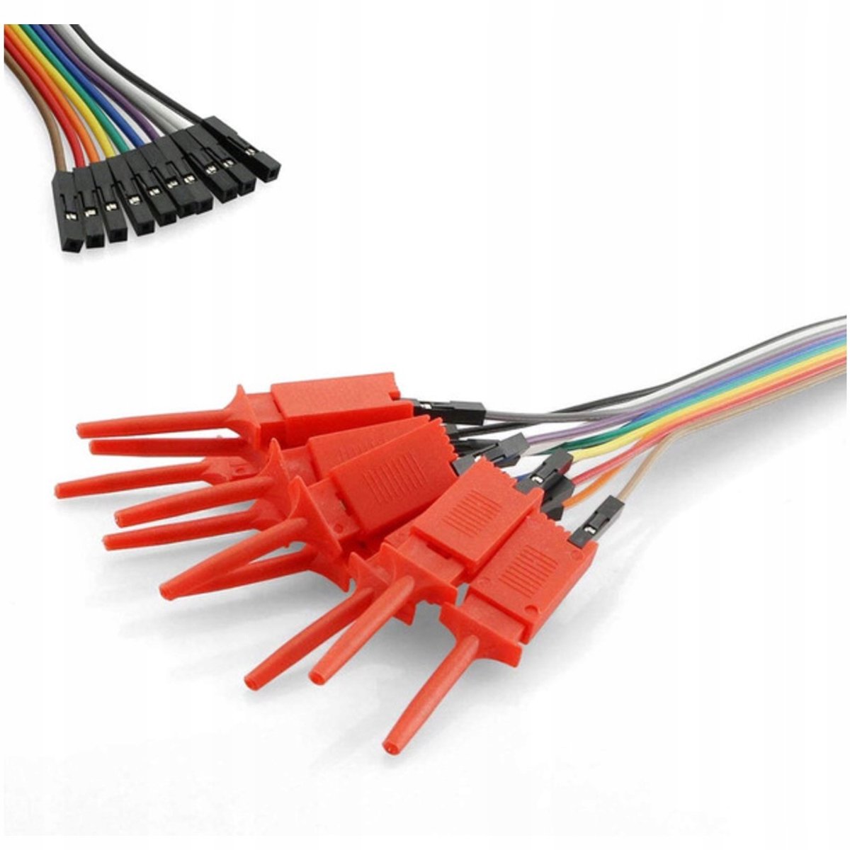 Rosfix Meetkabel Set - 10 St, 30 cm met Testklemmen en Vrouwelijke Aansluitingen - Gekleurde Klemmen