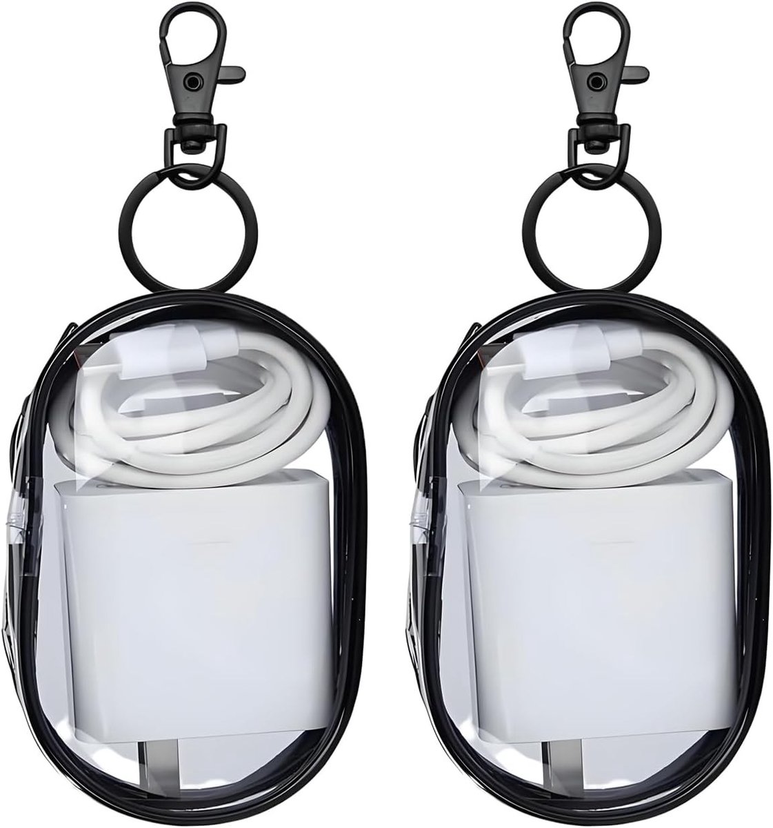 Reisopbergzak voor Kabels, Mini Oplaadkabel Organizer, Draagbare Transparante Opbergdoos voor Datakabels, Zwart, Ideaal voor Thuis en Op Reis