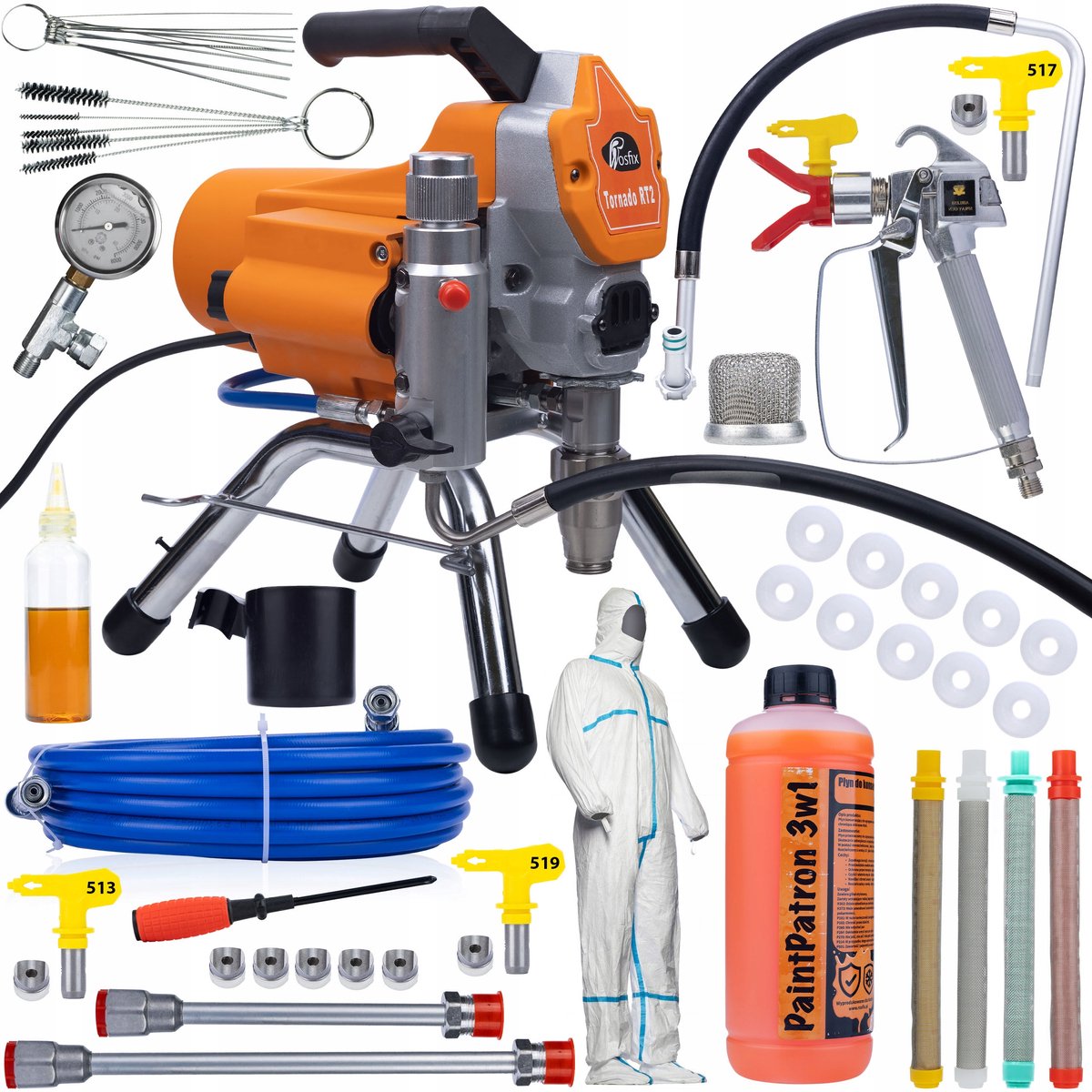 Rosfix Airless Verfspuit Set Tornado RT2 UltraSpray - 1800W, 22MPA, 2,2L/min