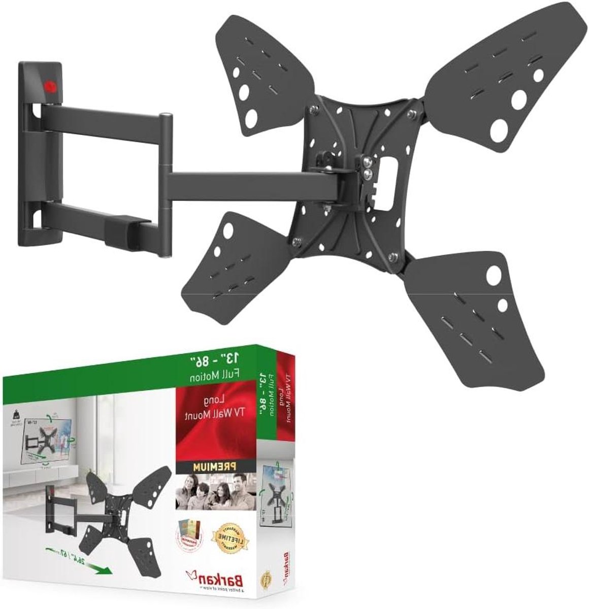 TV Monitor Muurbeugel - Zwenkbaar Kantelbaar - Ruimte Besparen - Flexibele Scharnieren - 32-70 inch - Wit