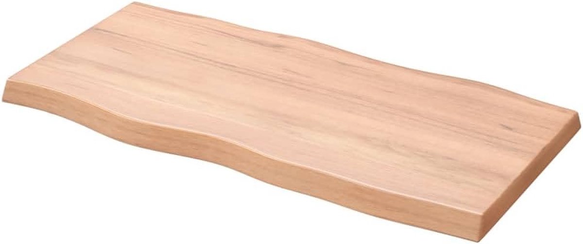 Tafelblad Massief Eikenhout - Bureau Werkblad - Tafel Opknappen - Handgemaakt Live Rand - 80x40x4 cm - Lichtbruin