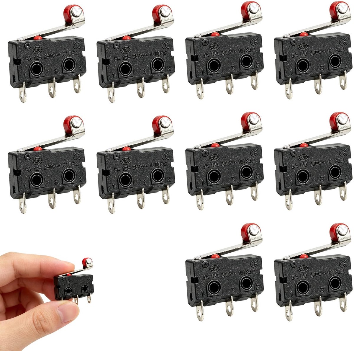Omgoods - Set van 10 Mini-Microschakelaars met Rolhendel
