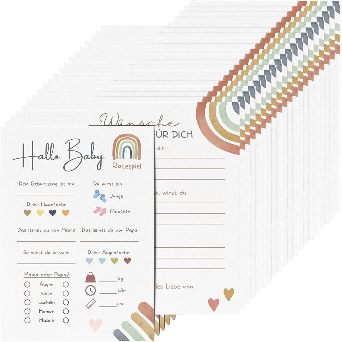 Set van 20 speelkaarten voor babyshowers, gender reveal feestjes en baby shower spellen, inclusief tipkaarten voor jongens en meisjes, versiering en entertainment