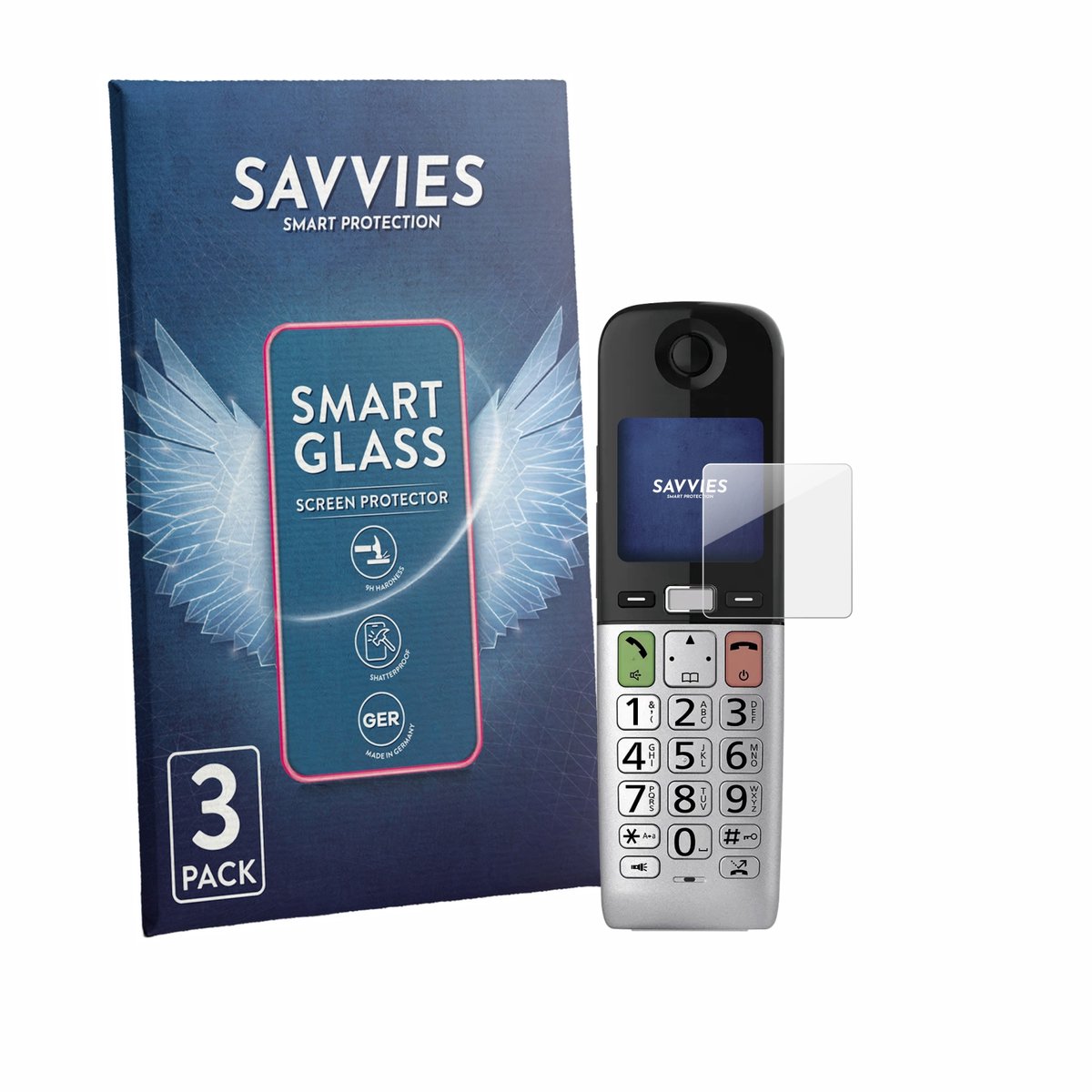 3 Stuks Savvies Screenprotector - geschikt voor Panasonic KX-TGU432 - beschermfolie glas transparant