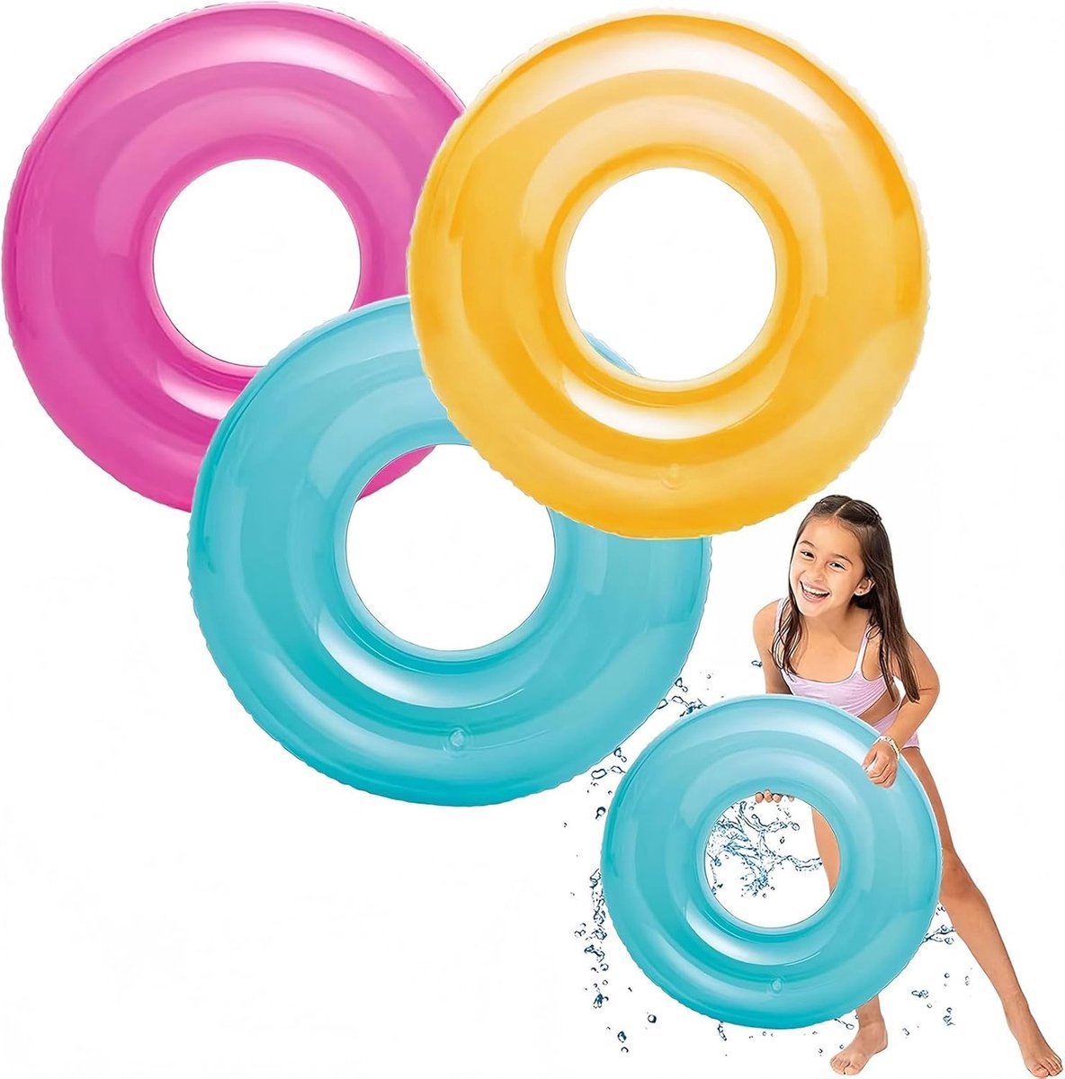 Zwemringen en Opblaasbare Zwembandjes voor Kinderen en Volwassenen, Set van 3, 76 cm, Perfect voor Zomerplezier en Zwemactiviteiten