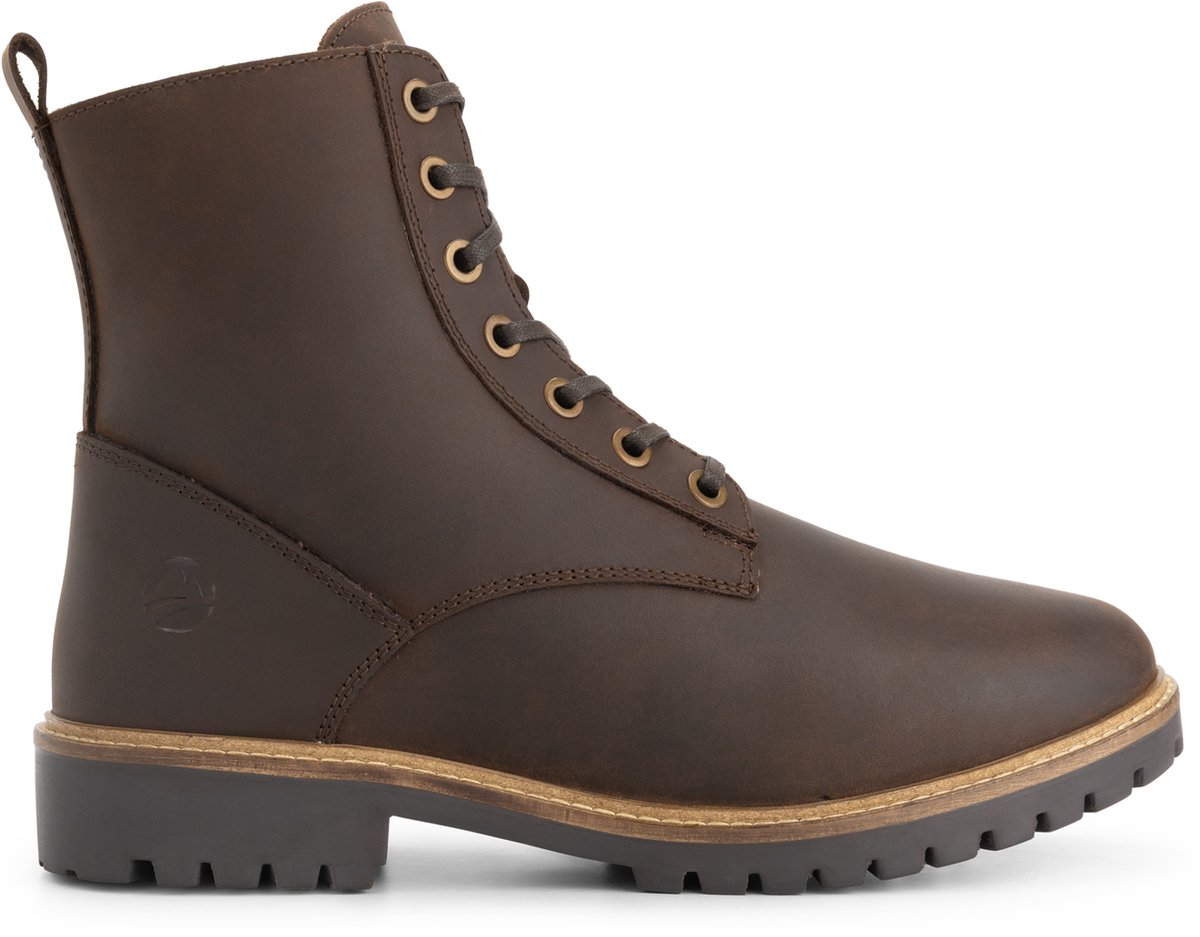 Travelin’ Rykken Heren Veterboots met rits Wol gevoerd Donkerbruin