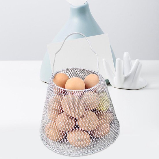 Eier Mand Opvouwbaar - Draadmanden Fruitmand - Eieren Verzamelen - Ruimtebesparend Ontwerp - 21 x 15 x 11 cm - Zilver — afbeelding 2
