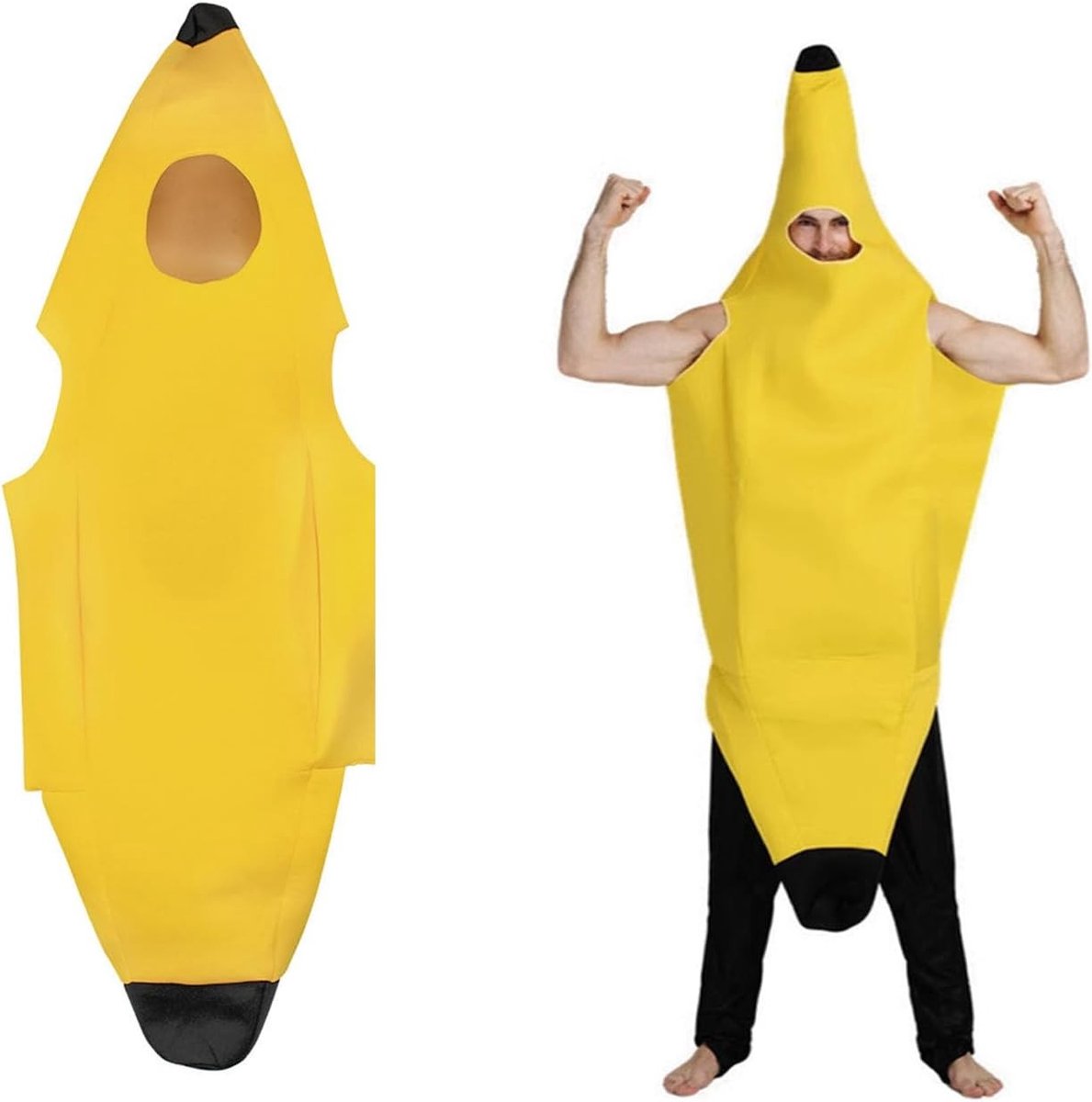 Grappig Unisex Bananen Kostuum voor Volwassenen en Kinderen - Fruit Themaparty, Carnaval en Halloween Outfit