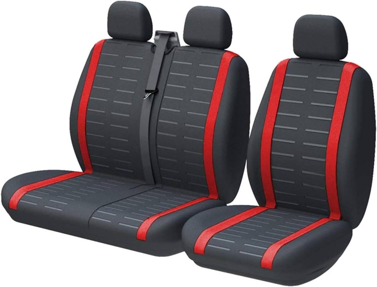Autostoelhoezen - Stoelbeschermers Bestelwagen - Stoelen Beschermen - Universele Pasvorm - 3-Seater Set - Rood