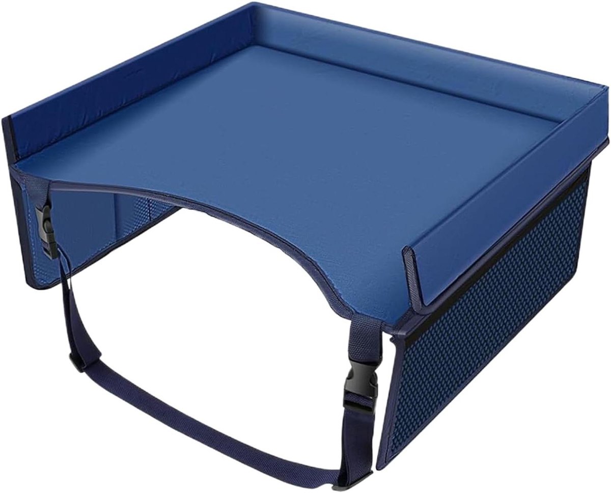 Kindertafel Onderweg - Schootdienblad - Reizen Met Kinderen - Met Opbergvakken - 40x32x20 cm - Blauw