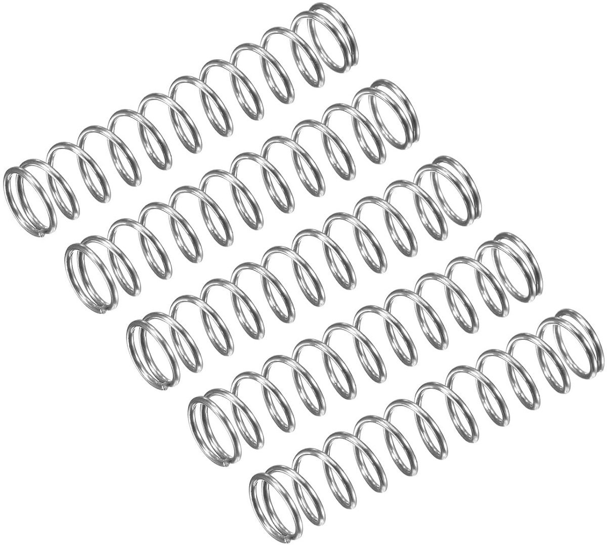 5 Stuks Drukveren RVS 304 - 5mm Buitendiameter, 0.5mm Draaddikte, 25mm Lengte