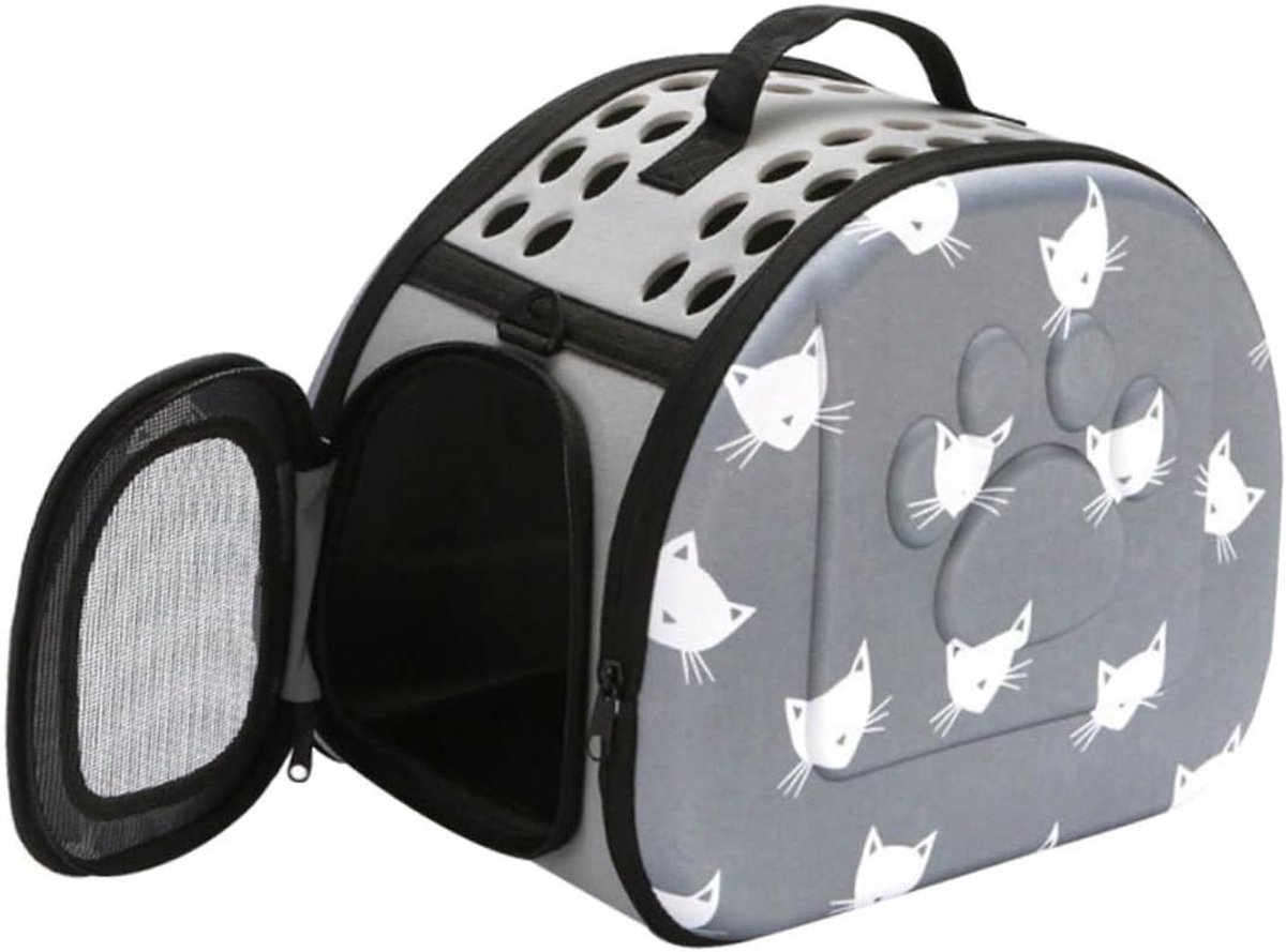Draagbare Huisdier Tas - Reistas Kat Hond - Huisdieren Vervoeren - Ademend EVA Materiaal - 42x33cm - Grijs