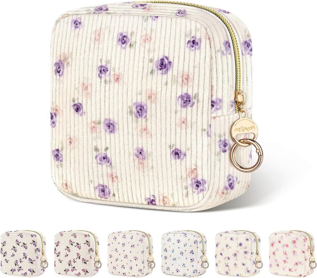 Maandverband tasje - Make-up tasje Reistasje - Menstruatiehygiëne - Geribbeld fluweel materiaal - 125 x 125 x 5 cm - Rozenpaars