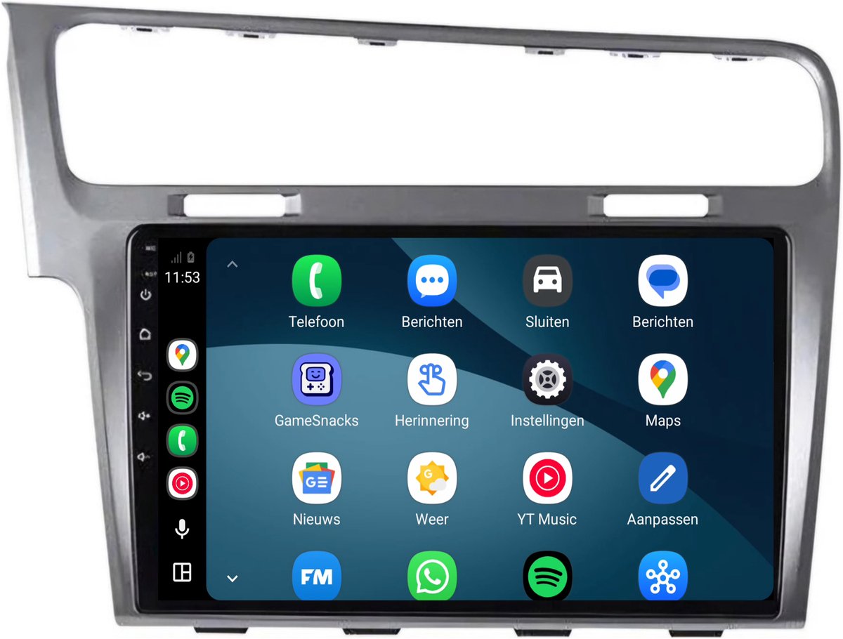 CarPlay autoradio geschikt voor Volkswagen Golf 7 | 2012 t/m 2020 | Cartronix CTX-7017 | 2012 2013 2014 2015 2016 2017 2018 2019 2020 | 10 inch | Android 15 | Draadloos Apple CarPlay & Android Auto | 2GB + 32GB | Bluetooth & Wifi