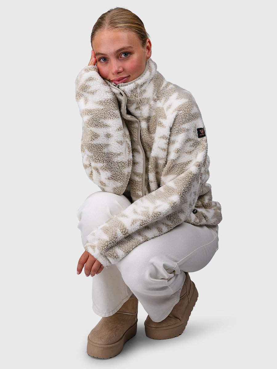 Powchou-Print Women Fleece Polar Fungi Roze