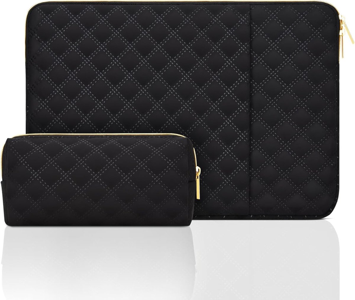 Duurzame en Waterdichte 14 Inch Laptop Sleeve voor MacBook Pro en andere 14" Laptops, Inclusief Accessoire Tas, Zwart, Beschermende Gevoerde Computerhoes