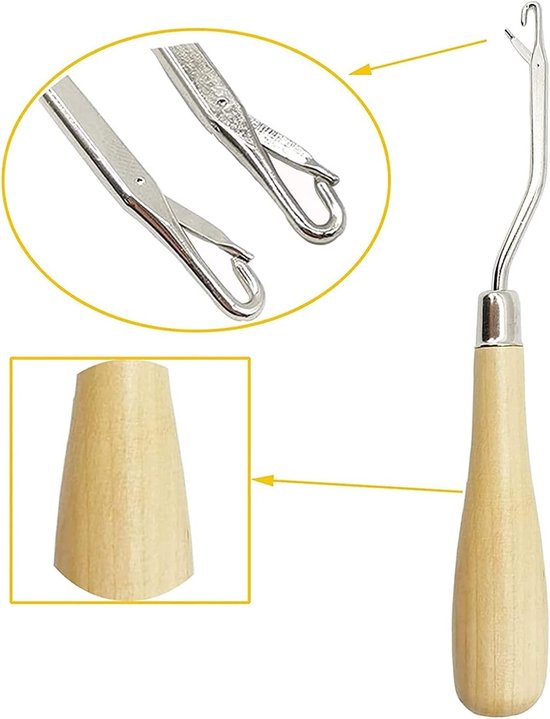 Houten haaknaalden set van 2, ergonomisch ontwerp, ideaal voor haken, breien en knopen van houten — afbeelding 2