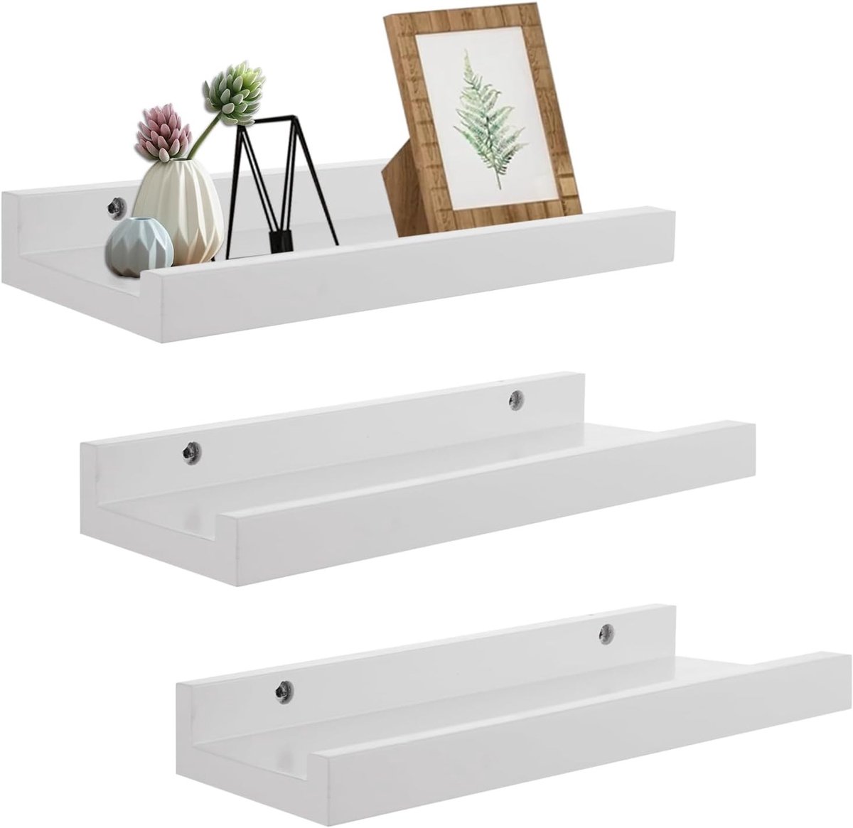 Witte Wandplank Set van 3, 30 cm, Moderne Drijvende Planken voor Badkamer, Woonkamer en Keuken