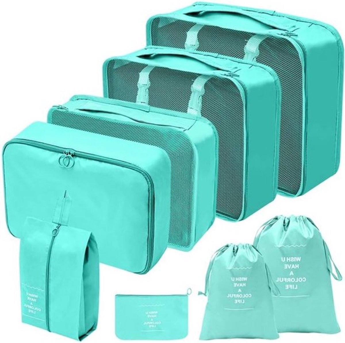 Set van 8 Waterdichte Koffers Organizers voor Kleding, Schoenen en Accessoires - Ideaal voor Reizen en Opbergen