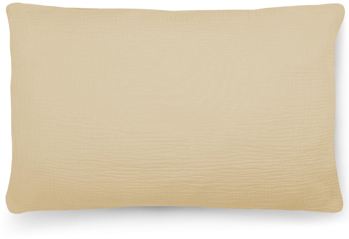 Kussenhoes van biologisch mousseline 30 x 30 cm voor kinderen en volwassenen, beige
