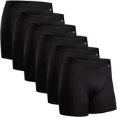 Six caleçons noirs alignés, avec logo gris foncé.