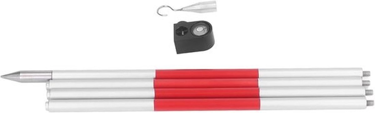Prismapaal met 4 Secties, Aluminiumlegering Meetstaaf met Niveau voor Total Station, Geschikt voor Metro's, Spoorwegen en Tunnels