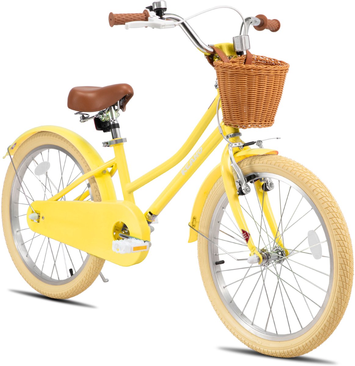 KEANO 20 Inch Kinderfiets voor Meisjes, 7-10 Jaar, met Standaard, Kinderfiets Geel
