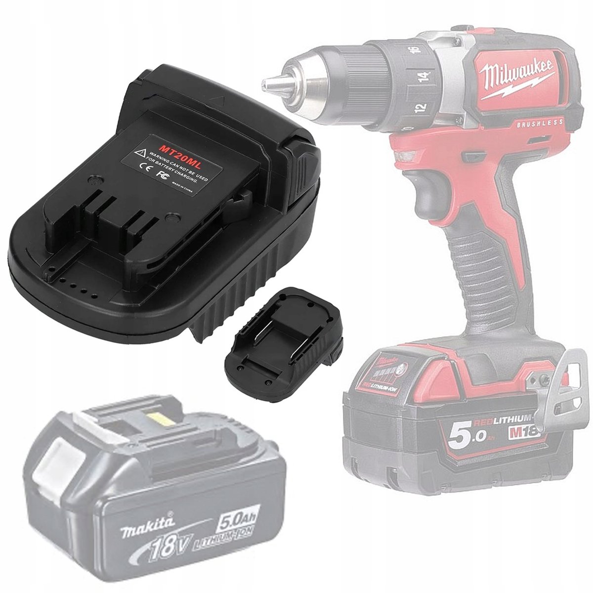 Rosfix Adapter Vervanging Accu MT20ML - Stevig - 18V Insteek - Geschikt voor Makita, Milwaukee