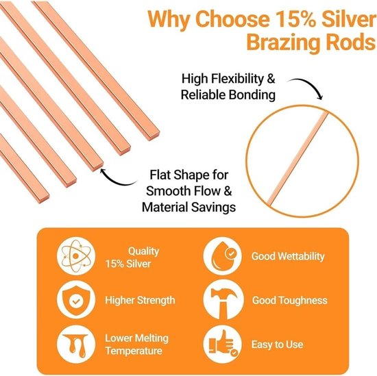 15% Zilver Lood Draad Set voor HVAC, Airconditioning en Loodgieterswerk - 20 Stuks met Flux Coating — afbeelding 2