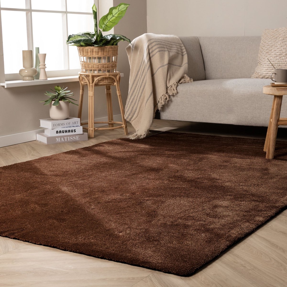 NATURL. Wasbaar vloerkleed - Clean Donkerbruin - 140x200cm