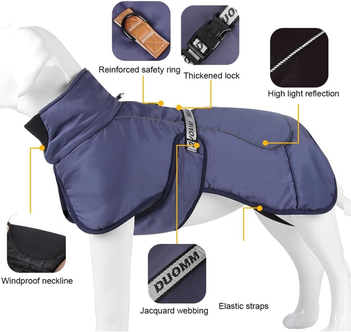 Hondenbadjas maat XXL - Marineblauw - Waterdichte, Warme Hondenjas van Polyester en Katoen - Voor Grote Honden
