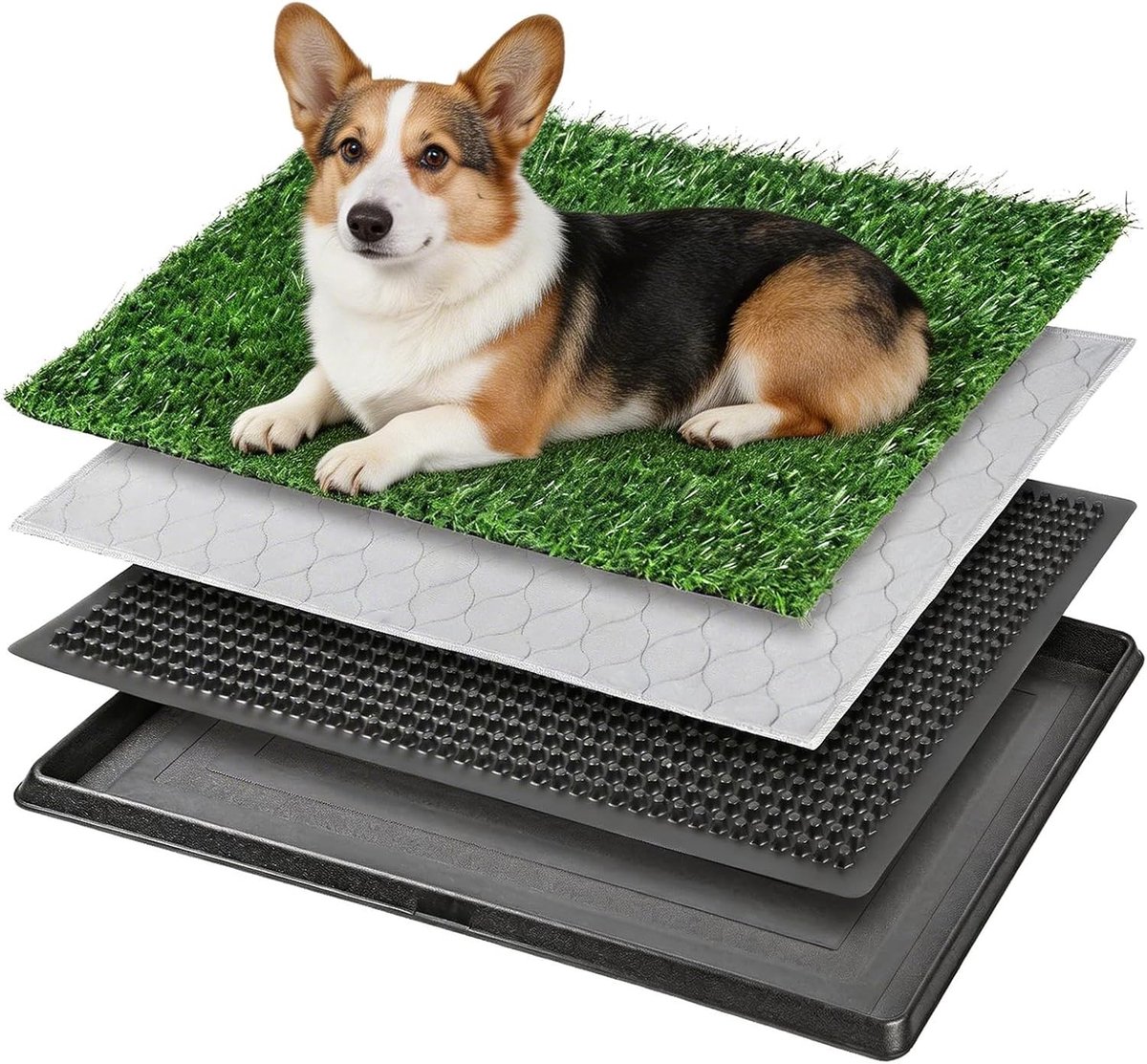 Honden Toilet met Tray, Kunstgras Toilet Trainer Systeem, Herbruikbare Mat voor Binnen en Buiten, Ideaal voor Zindelijkheidstraining en Huis Schoonmaak, 50 x 40 cm (inclusief Urine Pad)