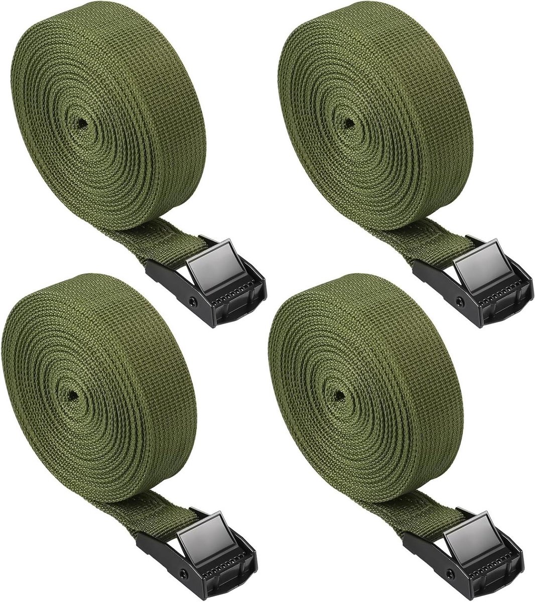 Spanbanden Set - Sjorbanden Nokgesp - Bagage Vervoeren - Roestvrije Gesp - 4 Stuks 5 Meter - Groen
