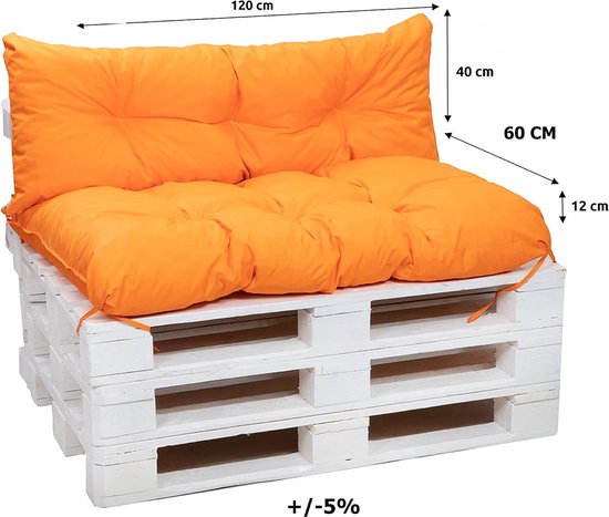 Kussenset - Kussen Tuinstoel - Tuin Pallet Kussen - Tuin Meubel Set Kussen - Europallet Kussen - Tuin Kussen - Oranje van Divero — afbeelding 3