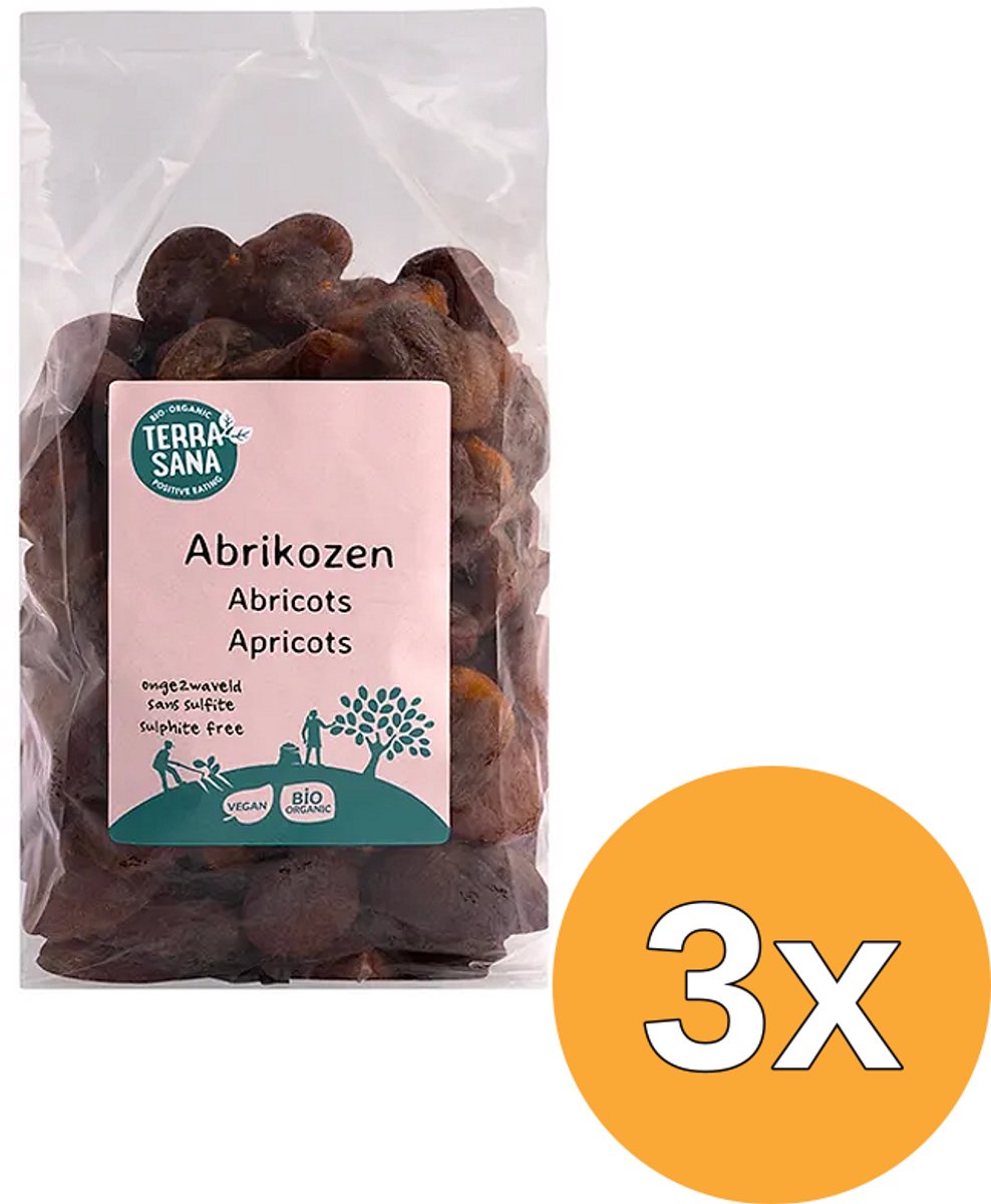 3x Terrasana Raw Abrikozen Ongezwaveld Bio (1000 gr)