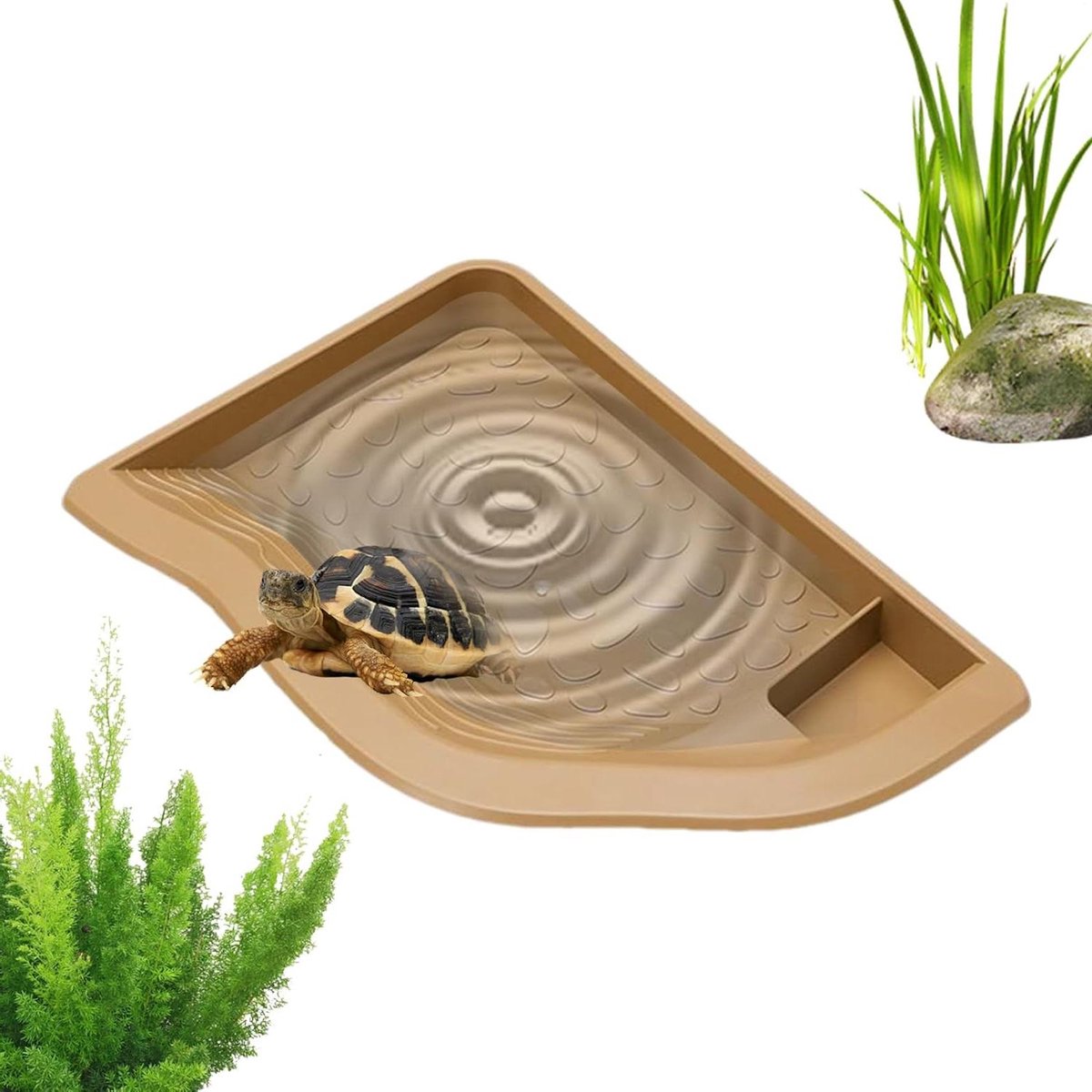 Reptielen waterschaal - Terrarium bad - Natuurlijke habitat - Aanpasbaar design - 24 cm breed - Grijs