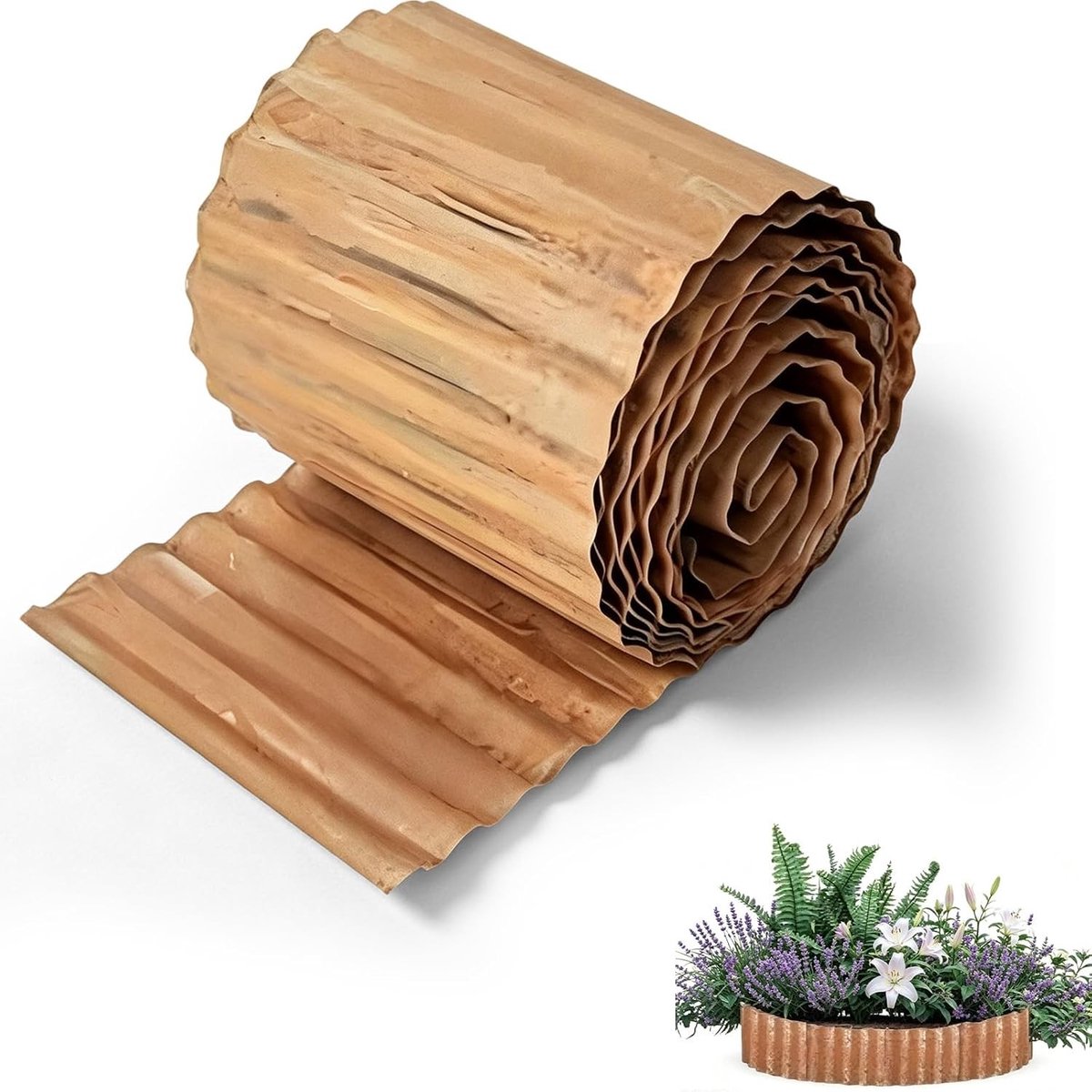 SnelShoppen - Corten Staal Tuinrand, 20 x 600 cm, Flexibele Metaal Border voor Tuin, Corrugated Bedrand voor DIY Tuin, Bloembed en Landschapsontwerp