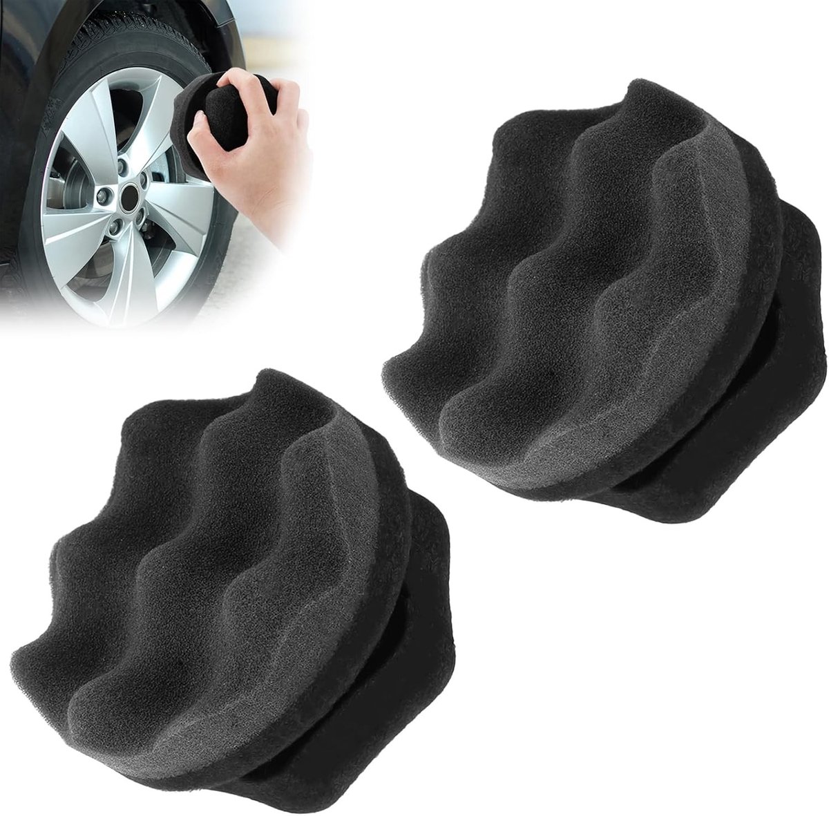 SnelShoppen - Pack van 2 Band Gloss Applicator Pads, Hex Grip Band Gloss Spons, Tire Shine Applicator, Auto Onderhoudspons voor Polijsten, Reinigen en