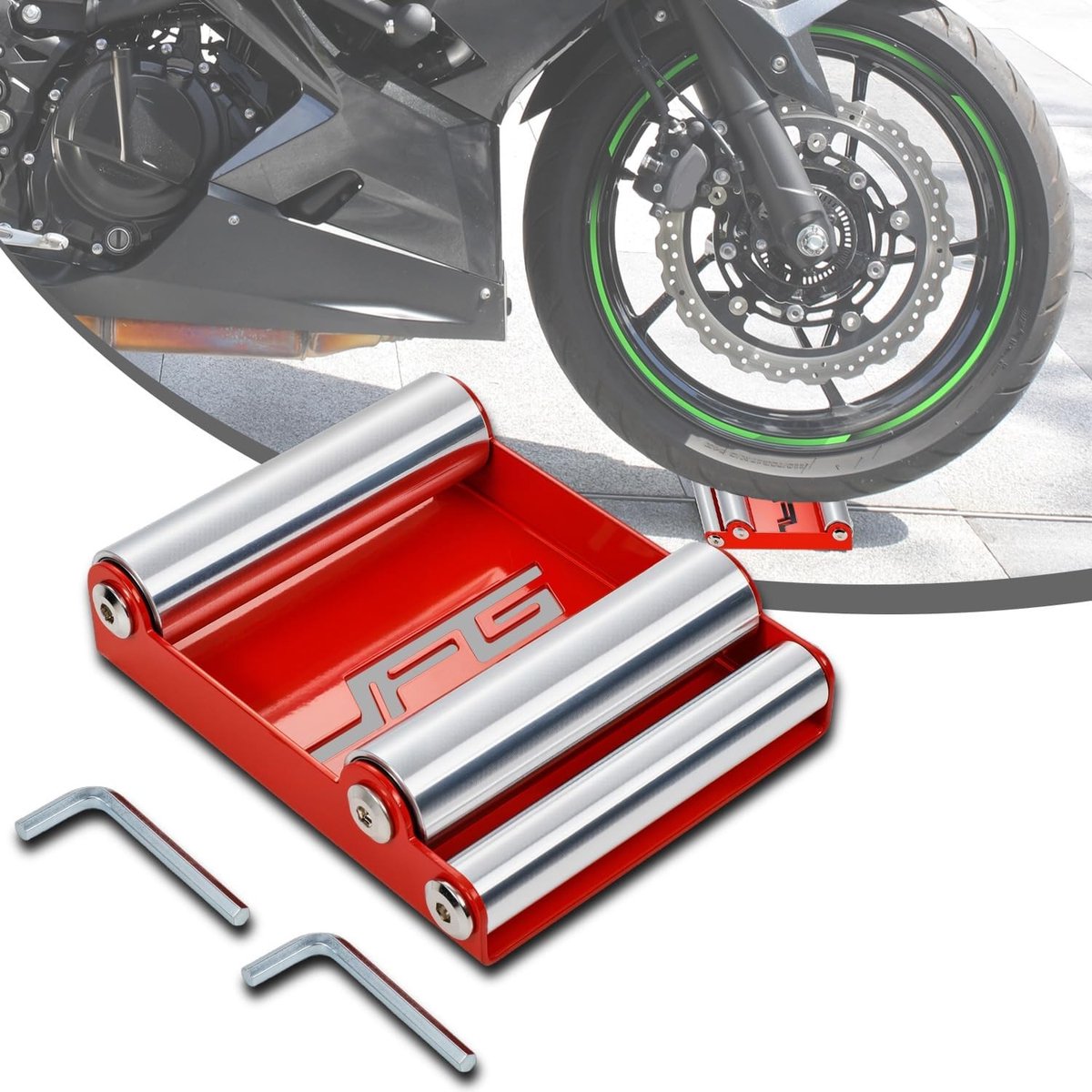 Motorcycle Roller Stand voor middelgrote motoren tot 220 kg met een bandbreedte van 180 mm, ideaal voor onderhoud en stalling