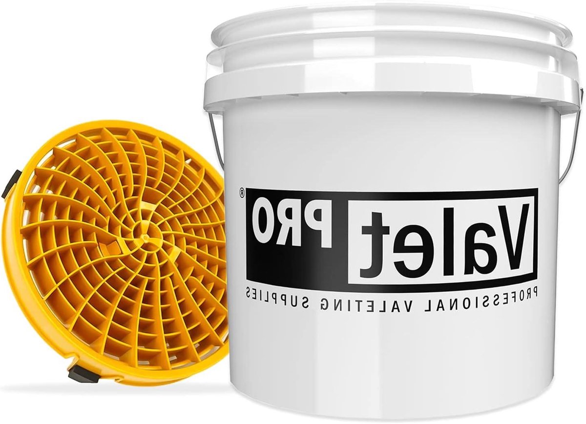 Wassen emmer set - Autobak - Krasvrij auto wassen - Vuil scheidend rooster - 13 liter - Wit goud
