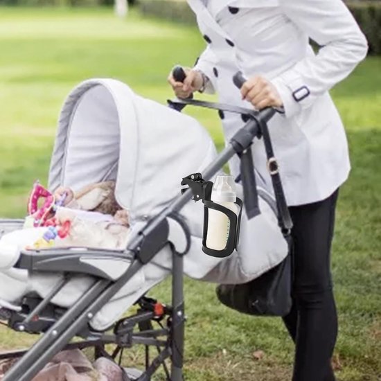 Drankhouder Fiets - Bidonhouder Kinderwagen - Onderweg Drinken - Veilig en Stabiel - 19.3 x 18 x 7.7 cm - Zwart — afbeelding 4