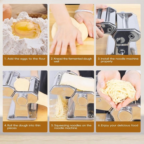 Pasta Maker - RVS - 150 mm - Met 9 Instellingen en Ravioli Maker - Voor Thuisgebruik — afbeelding 3