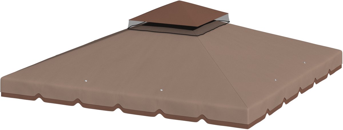 Vervangend dak voor een tuinpaviljoen van 3x3 meter - waterafstotend - dubbel dak met afwateringsgaten - kaki