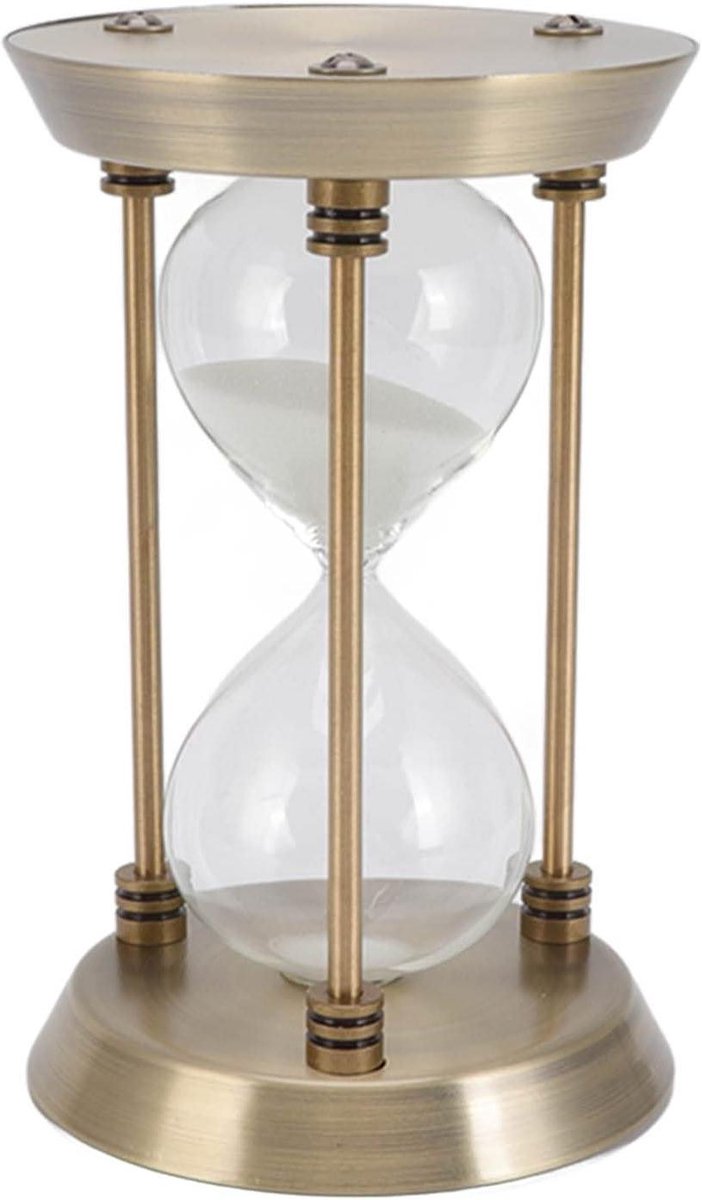 Zandloper Decoratie - Zandloper Timer - Tijd Meten - IJzer en Glas - 15 Minuten - Zwart