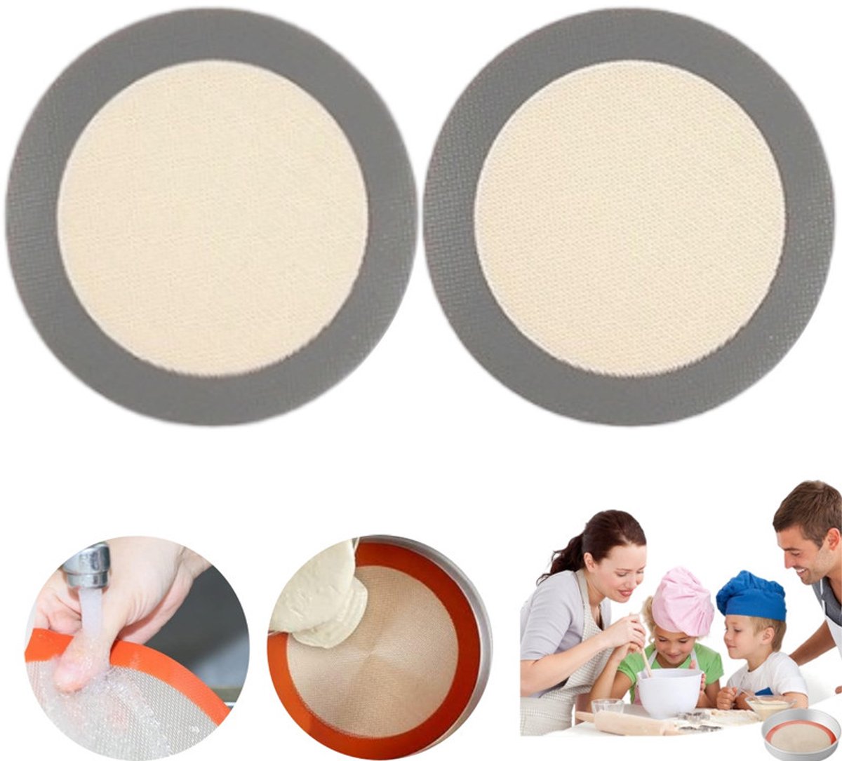 2 bakmatten – Siliconen bakmat - Hittebestendig tot 250 graden-42 x 29,5 cm – Ovenmatten – Mat voor het verplaatsen van brood–Bakmat voor koekjes–Standaard ronde bakmat -Siliconen Bakmat-Duurzaam & Herbruikbaar-Antikleef-Bakpapier alternatief