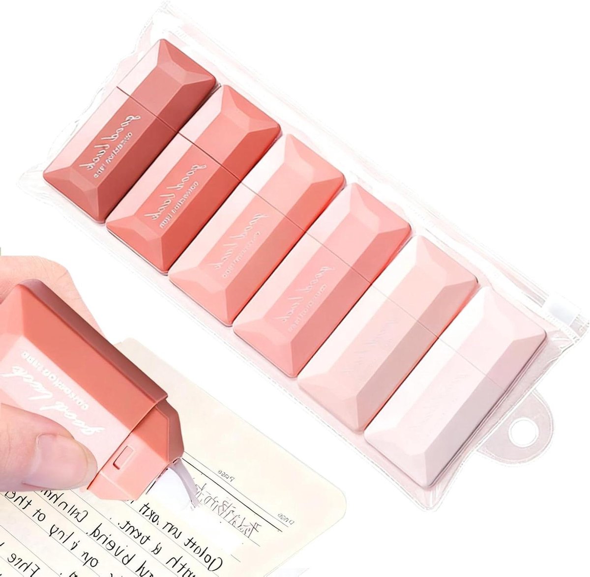 Dubbelzijdig plakband - Lijmroller set - Scrapbooking en hobby - Residuvrije formule - 6-delig - Wit