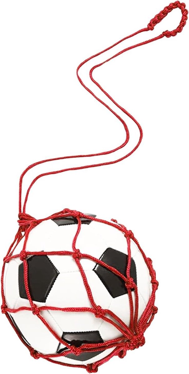Voetbaltas Mesh - Balnet Opberger - Sportuitrusting Opslag - Robuust Nylon Materiaal - 17 x 12 x 5 cm - Rood